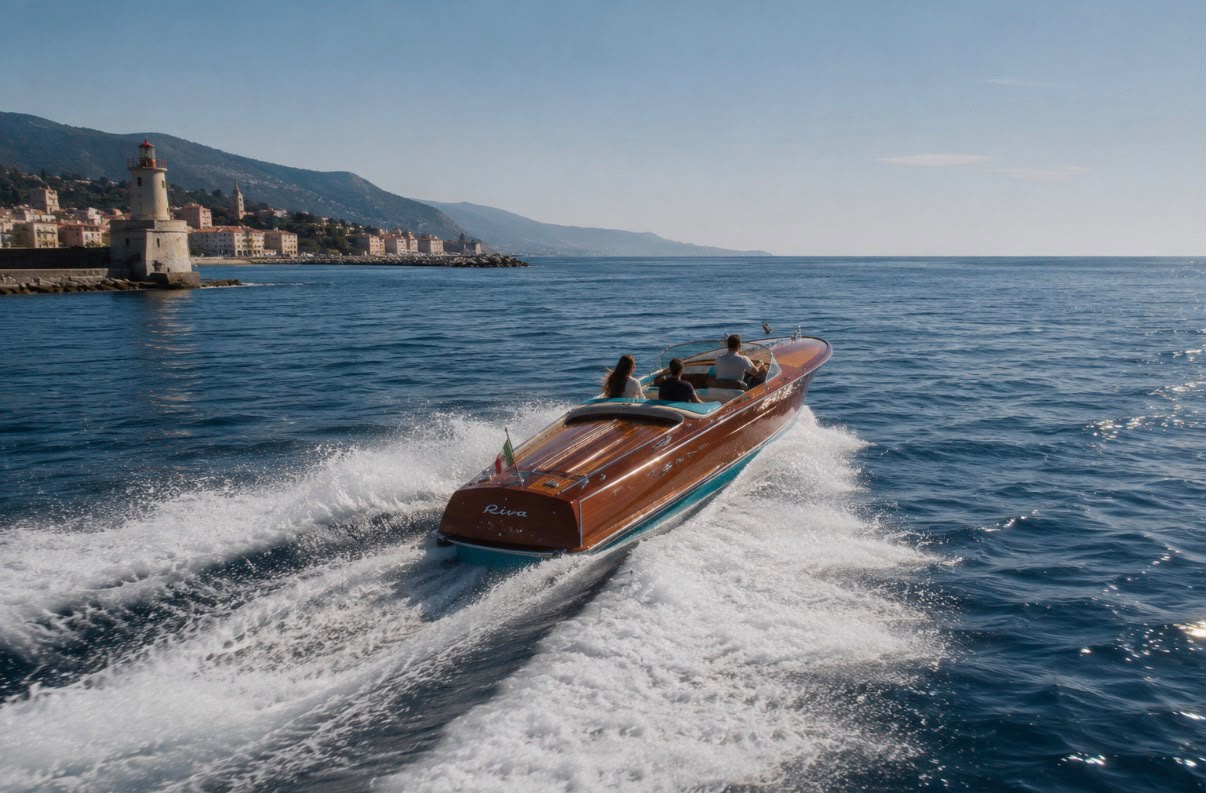 Classic Riva boat on open water — the feeling of selling your fund